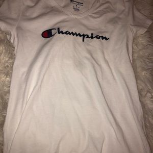 v neck champion white tee